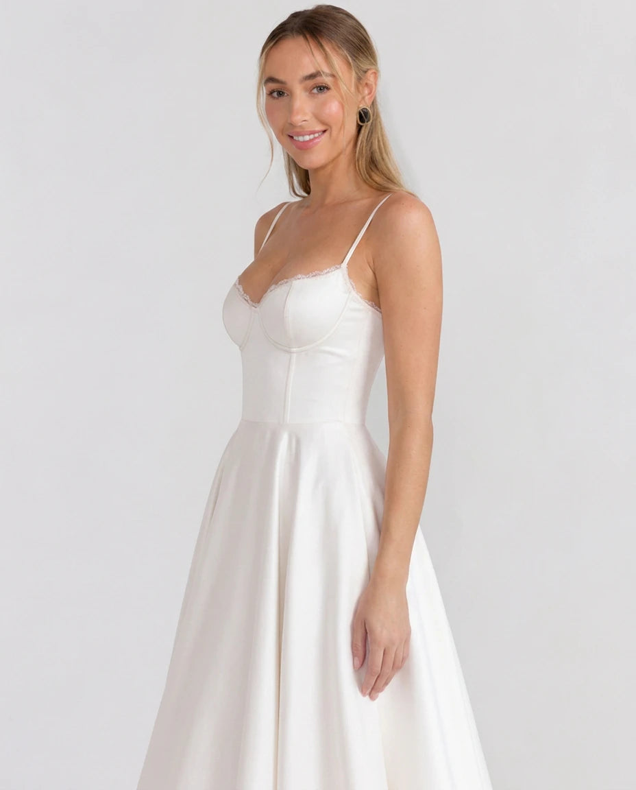 Selene Sweetheart Tulle Midi Dress - White - Tillybelle