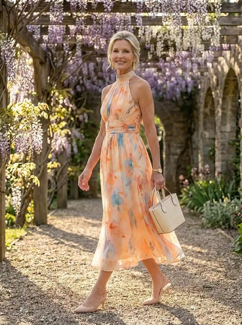 Solene | Soft Halter Midi Dress - Tillybelle