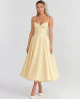 Selene Sweetheart Tulle Midi Dress - Butter Yellow - Tillybelle