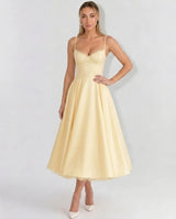 Selene Sweetheart Tulle Midi Dress - Butter Yellow - Tillybelle