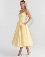 Selene Sweetheart Tulle Midi Dress - Butter Yellow - Tillybelle